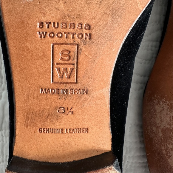 Stubbs & Wootton Screw You (College) Black Velvet Slippers Ladies 7 - Picture 6 of 10